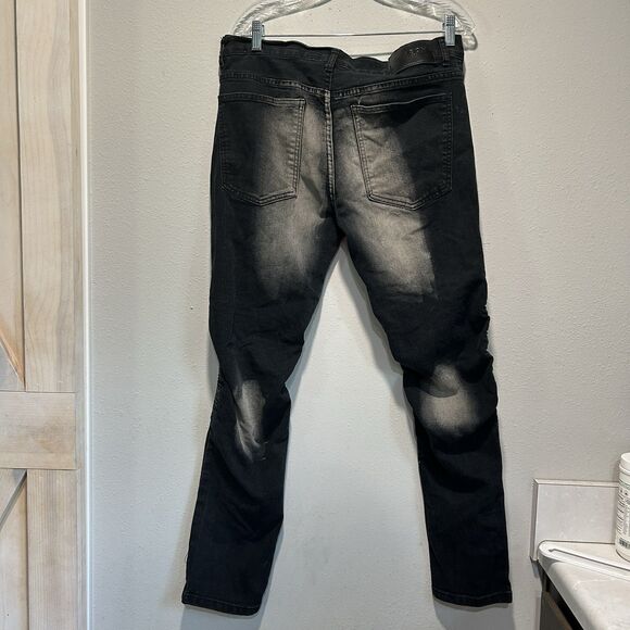 Reason Mens Jeans 34x28 Distressed Indie Hip Hop Streetwear Hand Crafted Denim - Picture 4 of 14